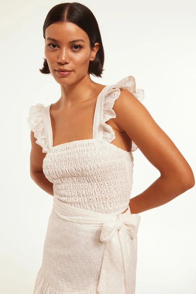 MISA Los Angeles Tops Women ABELIA TOP White Eyelet