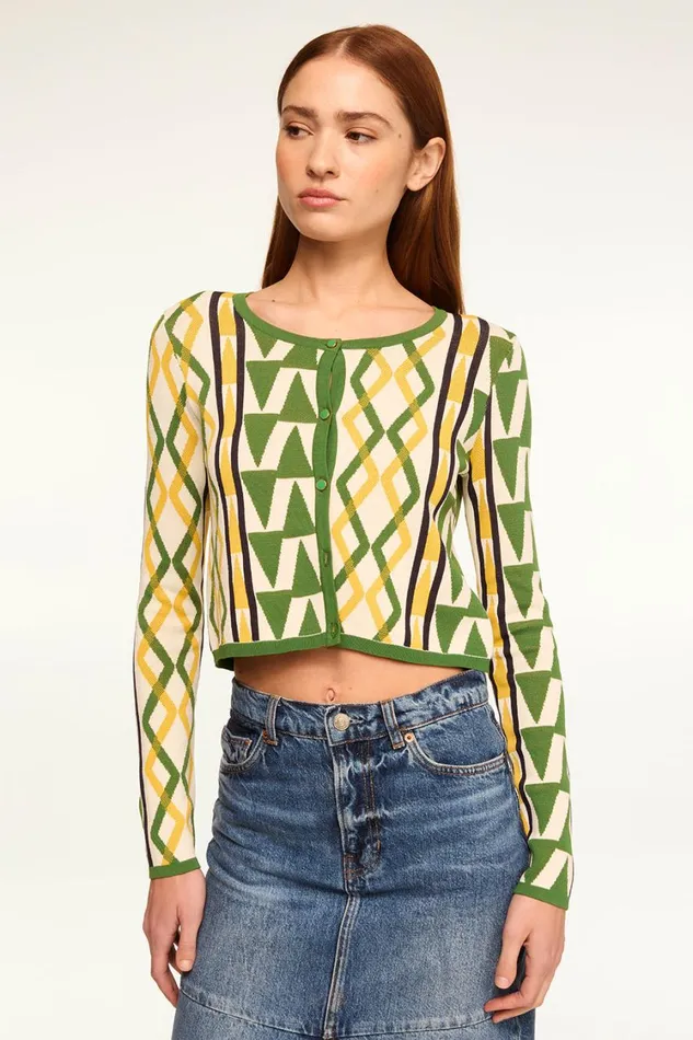 MISA Los Angeles Tops Women BATISTA CARDIGAN Limoncello Geo Jacquard