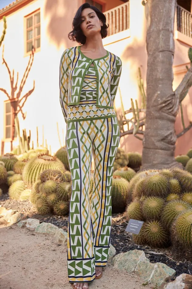 MISA Los Angeles Tops Women BATISTA CARDIGAN Limoncello Geo Jacquard