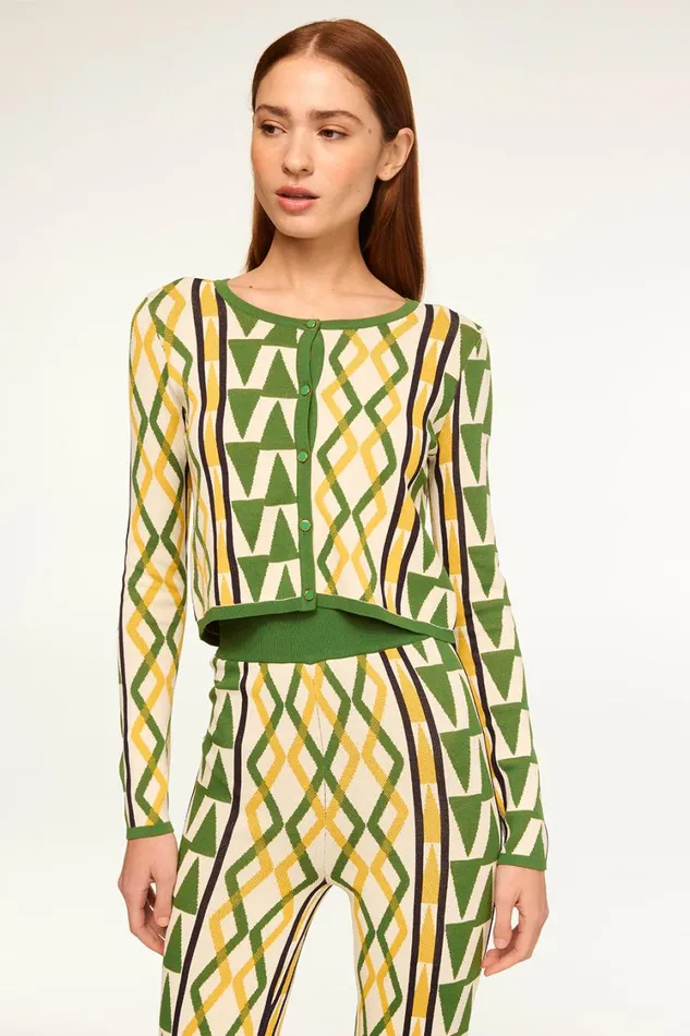 MISA Los Angeles Tops Women BATISTA CARDIGAN Limoncello Geo Jacquard