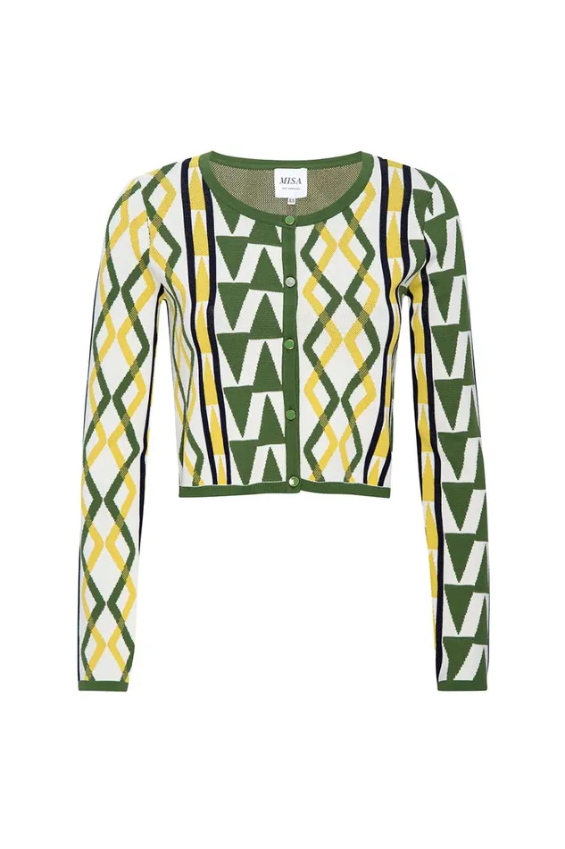 MISA Los Angeles Tops Women BATISTA CARDIGAN Limoncello Geo Jacquard