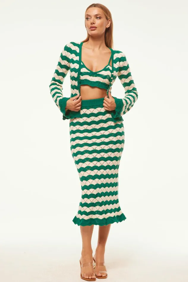 MISA Los Angeles Tops Women EIDA BRALETTE Emerald Stripe