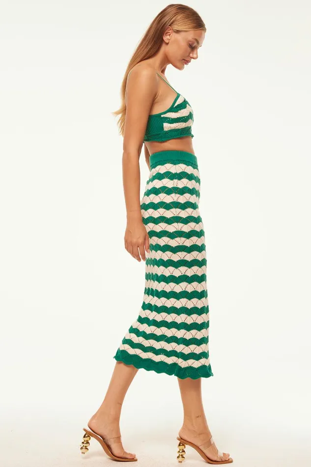 MISA Los Angeles Tops Women EIDA BRALETTE Emerald Stripe