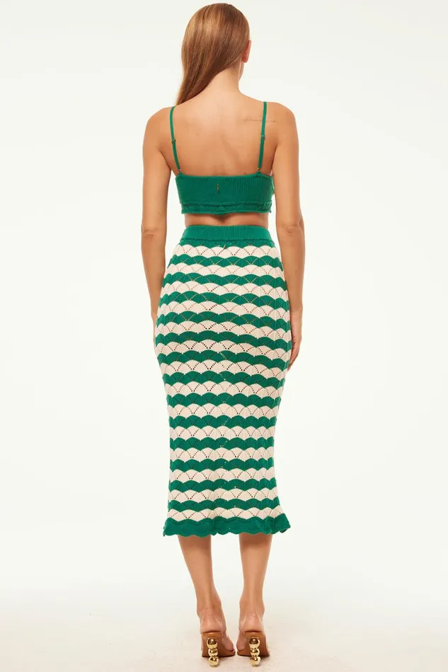MISA Los Angeles Tops Women EIDA BRALETTE Emerald Stripe