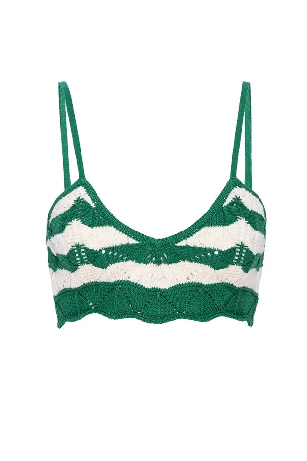 MISA Los Angeles Tops Women EIDA BRALETTE Emerald Stripe