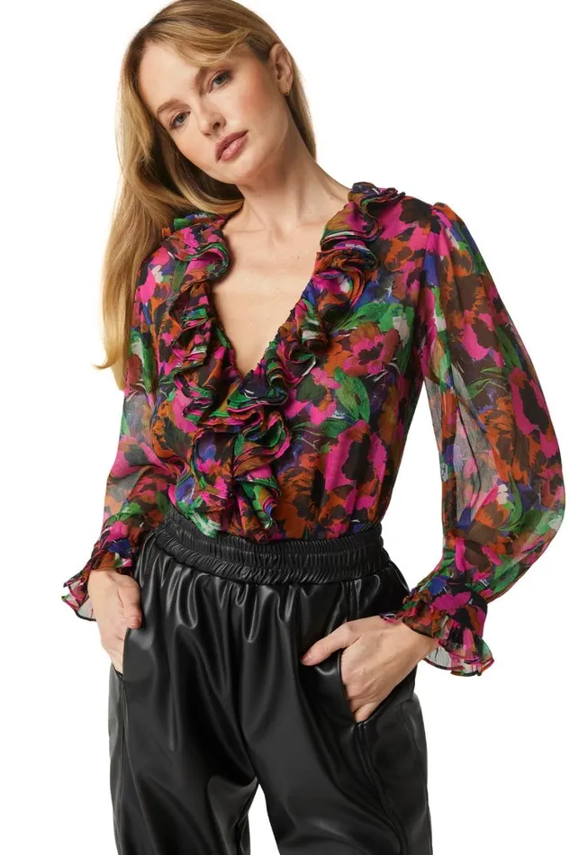MISA Los Angeles Tops Women FLORENCE TOP Jewel Tone Flora