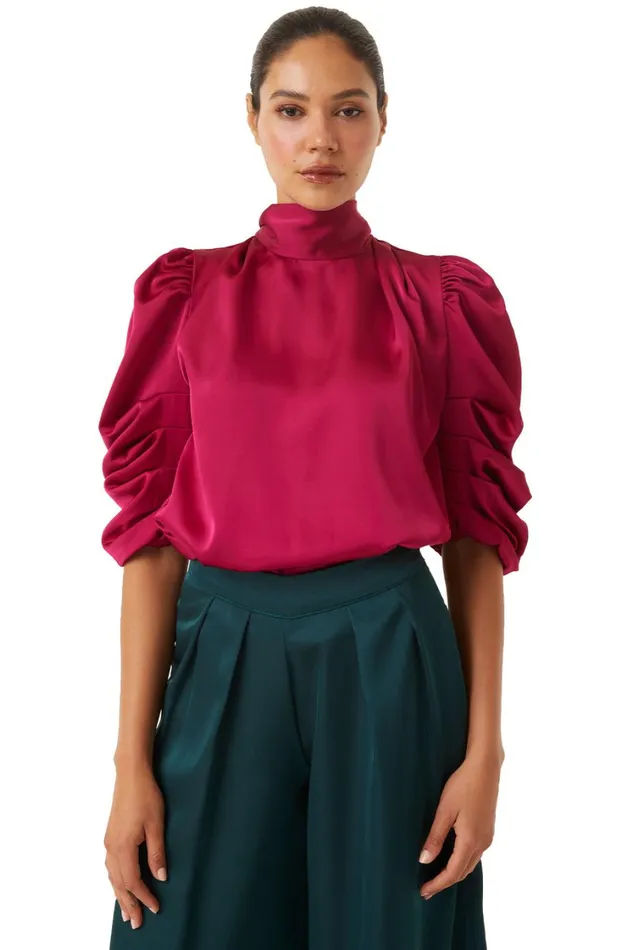 MISA Los Angeles Tops Women LUELLA TOP Black Satin