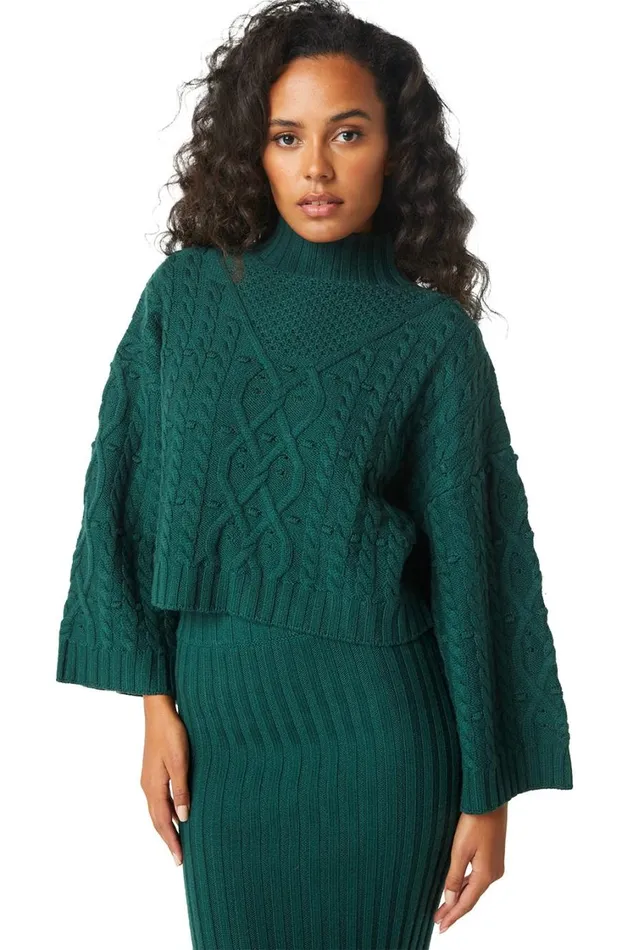 MISA Los Angeles Tops Women OONA SWEATER Hunter Green
