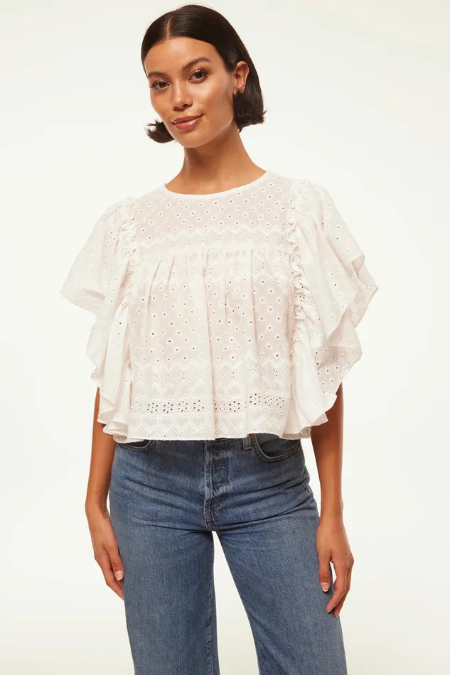 MISA Los Angeles Tops Women PENELOPE TOP White Eyelet