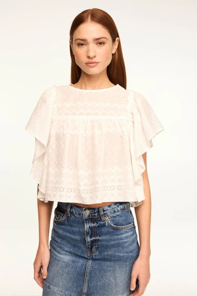 MISA Los Angeles Tops Women PENELOPE TOP White Eyelet