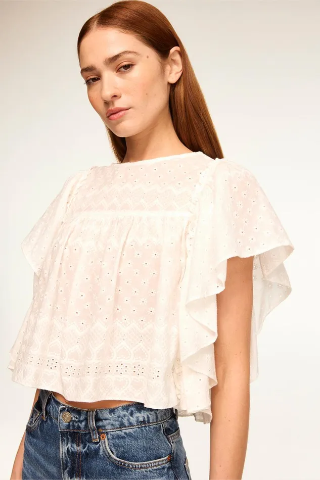 MISA Los Angeles Tops Women PENELOPE TOP White Eyelet