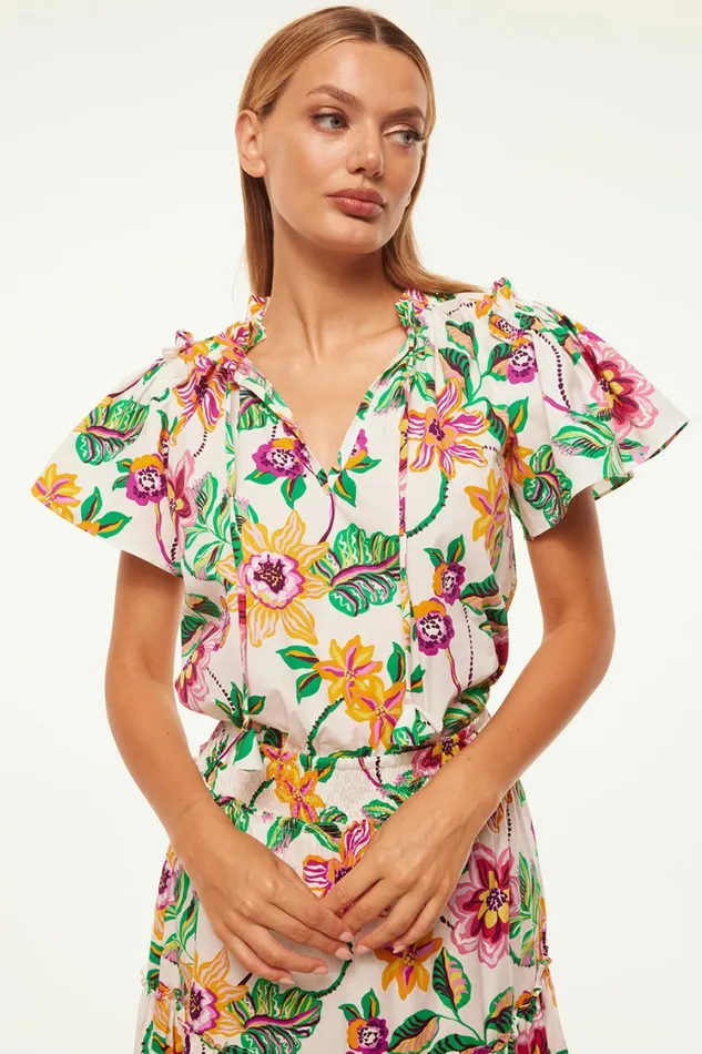 MISA Los Angeles Tops Women SUPARNA TOP Flora Exotica Cotton Poplin