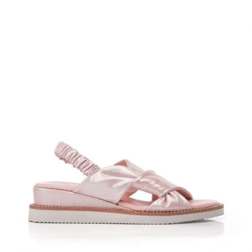 Nadya Cameo Metallic Leather Women Moda In Pelle Wedge Sandals