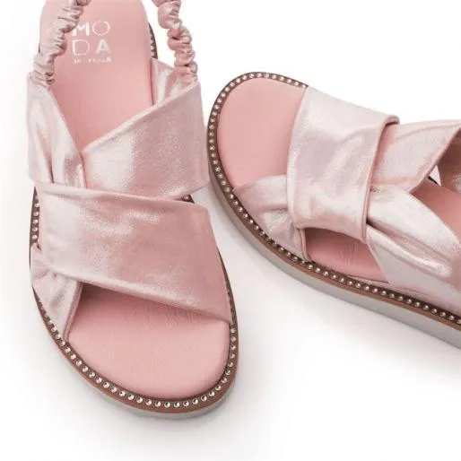 Nadya Cameo Metallic Leather Women Moda In Pelle Wedge Sandals