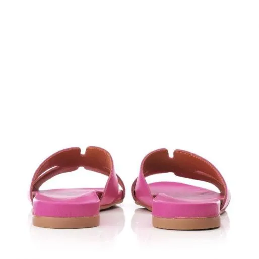 Nahlia Fuschia Leather Women Moda In Pelle Slider Sandals Nahlia Fuschia Leather Women Moda In Pelle Slider Sandals