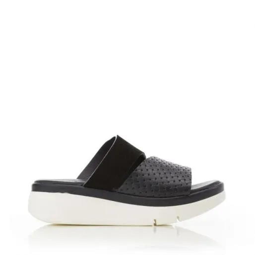 Nallie Black Suede Women Moda In Pelle Slider Sandals