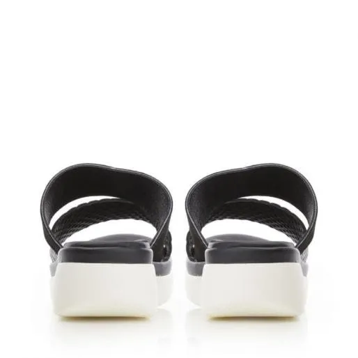 Nallie Black Suede Women Moda In Pelle Slider Sandals Nallie Black Suede Women Moda In Pelle Slider Sandals