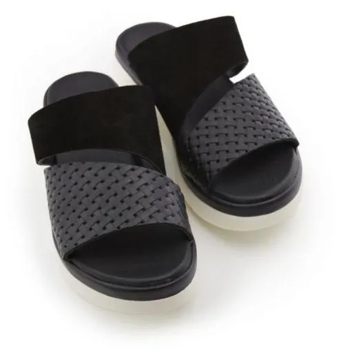 Nallie Black Suede Women Moda In Pelle Slider Sandals Nallie Black Suede Women Moda In Pelle Slider Sandals