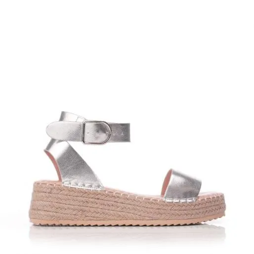 Nasha Silver Porvair Women Moda In Pelle Wedge Sandals