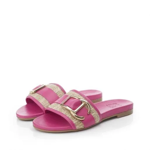 Nobuko Pink Textile Women Moda In Pelle Flat Sandals Nobuko Pink Textile Women Moda In Pelle Flat Sandals