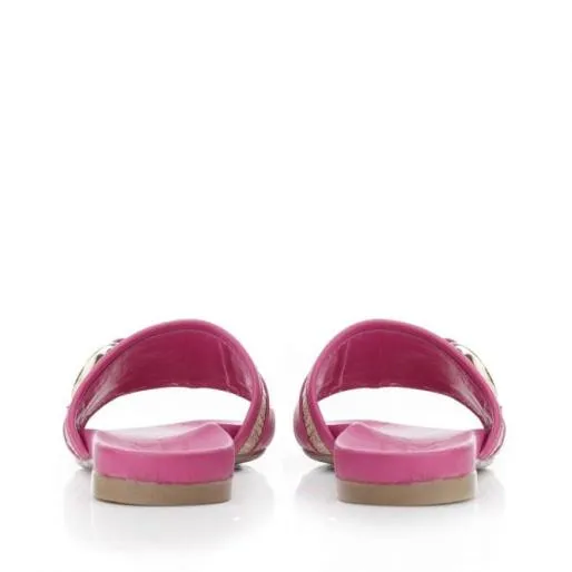 Nobuko Pink Textile Women Moda In Pelle Flat Sandals Nobuko Pink Textile Women Moda In Pelle Flat Sandals