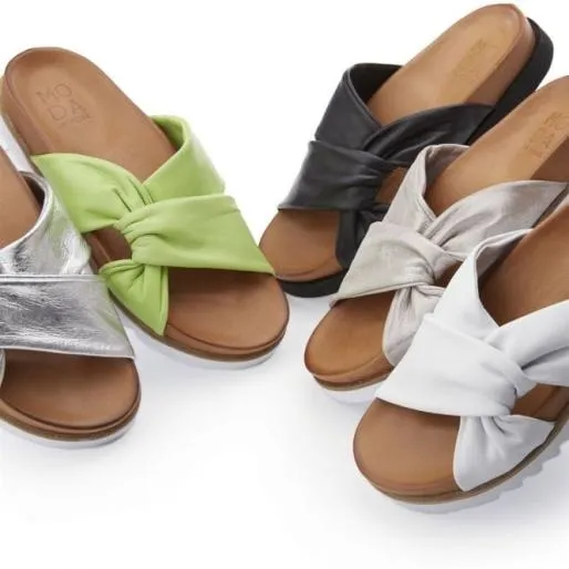 Nylaa Taupe Metallic Leather Women Moda In Pelle Flat Sandals Nylaa Taupe Metallic Leather Women Moda In Pelle Flat Sandals