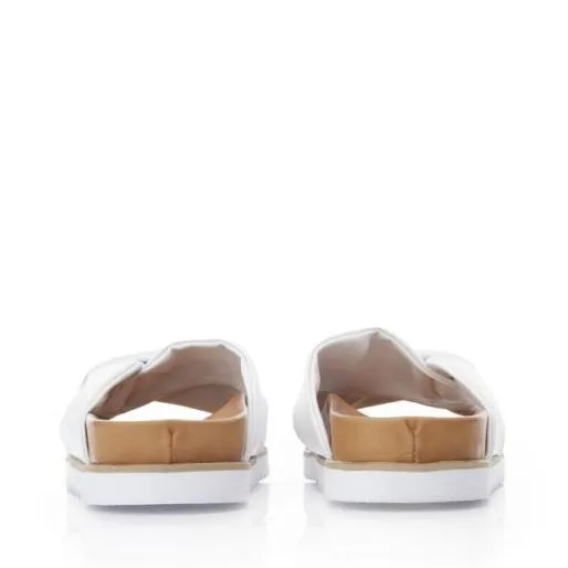 Nylaa White Leather Women Moda In Pelle Flat Sandals Nylaa White Leather Women Moda In Pelle Flat Sandals