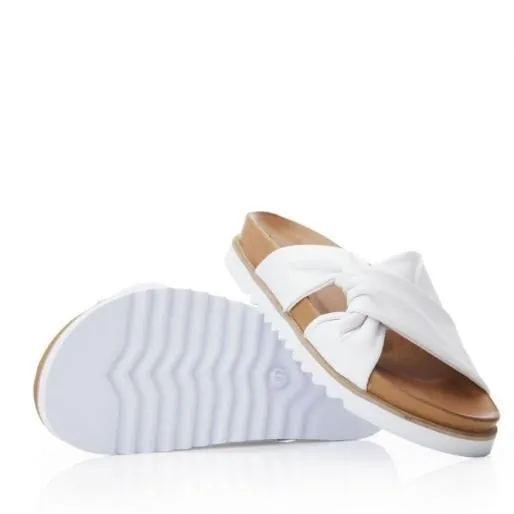 Nylaa White Leather Women Moda In Pelle Flat Sandals Nylaa White Leather Women Moda In Pelle Flat Sandals