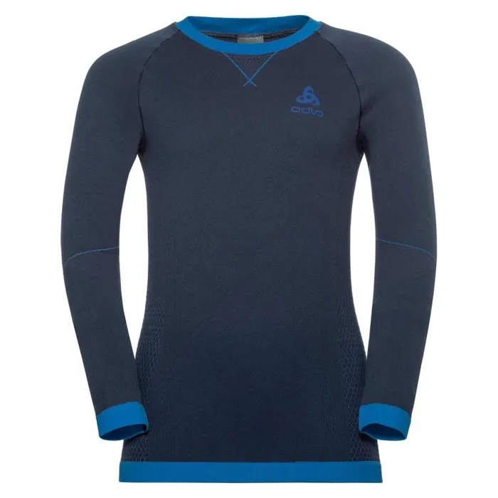 Odlo Base Layers Performance Warm Long Sleeve Base Layer Top Diving Navy 8211 Energy Blue 8211 Kids