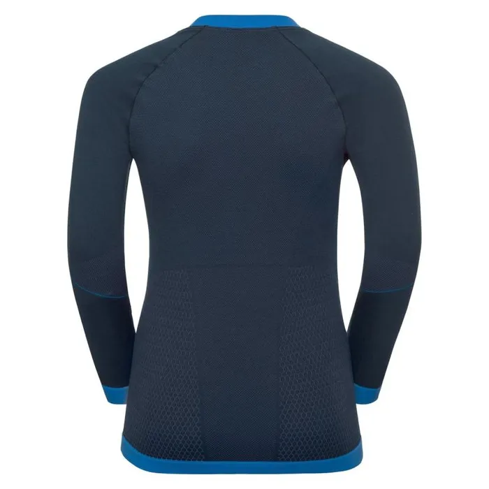 Odlo Base Layers Performance Warm Long Sleeve Base Layer Top Diving Navy 8211 Energy Blue 8211 Kids