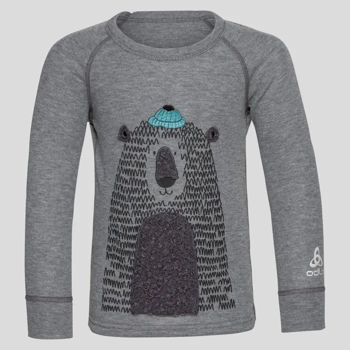 Odlo Base Layers The Active Warm 039 Bear Long Sleeve Odlo Steel Grey Melange 8211 Kids