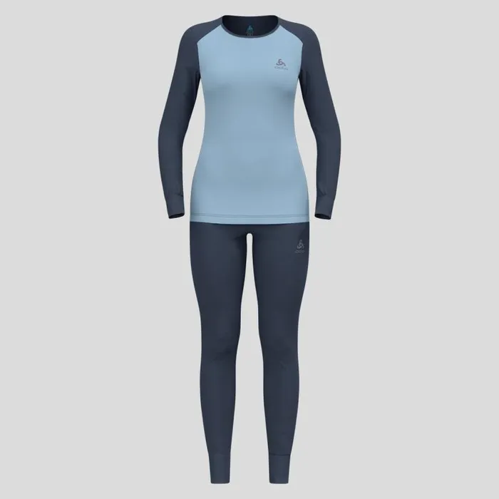 Odlo Base Layers The Active Warm Base Layer Set Dark Sapphire 8211 Provincial Blue 8211 Women