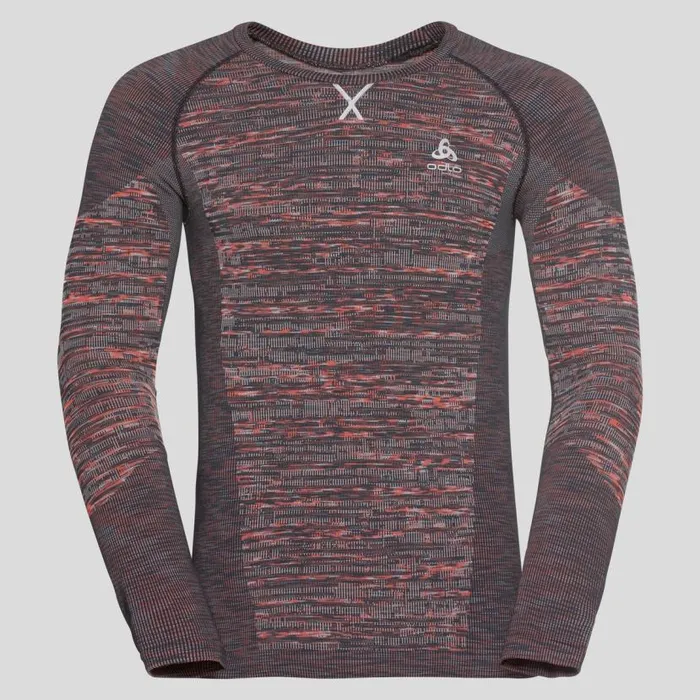 Odlo Base Layers The Blackcomb Base Layer Top Exuberant Orange 8211 Space Dye 8211 Men