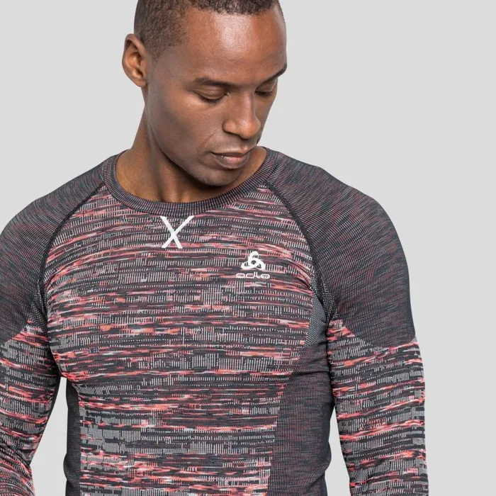 Odlo Base Layers The Blackcomb Base Layer Top Exuberant Orange 8211 Space Dye 8211 Men