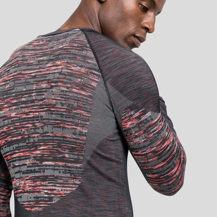 Odlo Base Layers The Blackcomb Base Layer Top Exuberant Orange 8211 Space Dye 8211 Men
