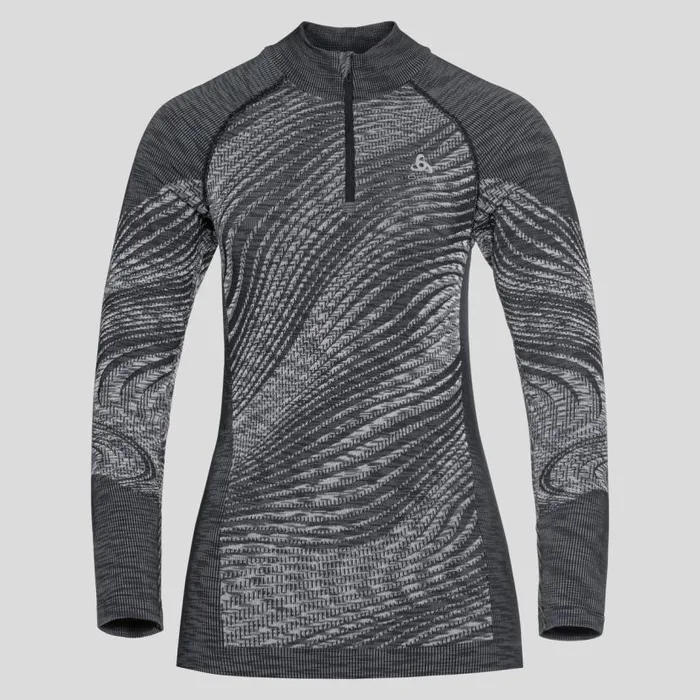 Odlo Base Layers The Blackcomb Long Sleeve HalfZip Black 8211 Space Dye 8211 Women Odlo Base Layers The Blackcomb Long Sleeve HalfZip Black 8211 Space Dye 8211 Women