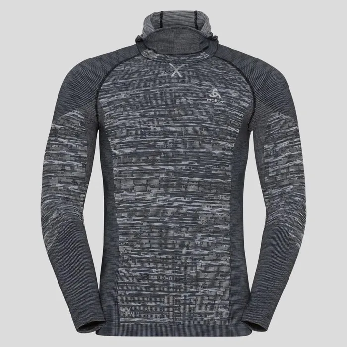 Odlo Base Layers The Blackcomb Long Sleeve With Facemask Black 8211 Space Dye 8211 Men