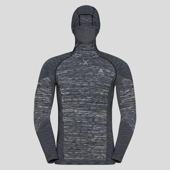 Odlo Base Layers The Blackcomb Long Sleeve With Facemask Black 8211 Space Dye 8211 Men