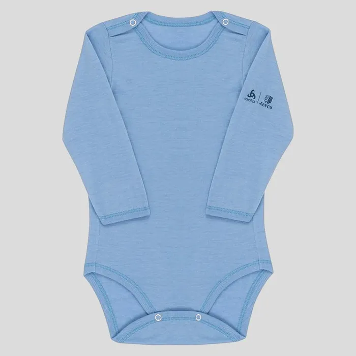 Odlo Base Layers The Espeland Merino 160 Long Sleeve Baby Bodysuit With Snaps Faded Denim 8211 Kids