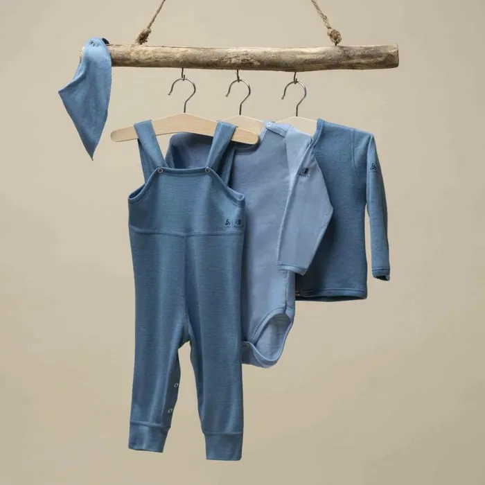 Odlo Base Layers The Espeland Merino 160 Long Sleeve Baby Bodysuit With Snaps Faded Denim 8211 Kids