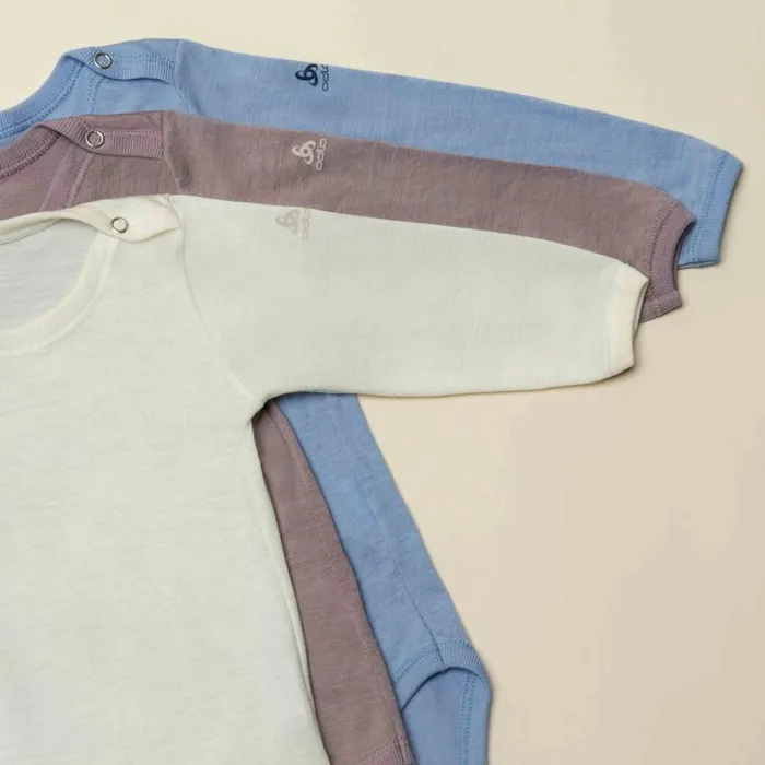 Odlo Base Layers The Espeland Merino 160 Long Sleeve Baby Bodysuit With Snaps Faded Denim 8211 Kids
