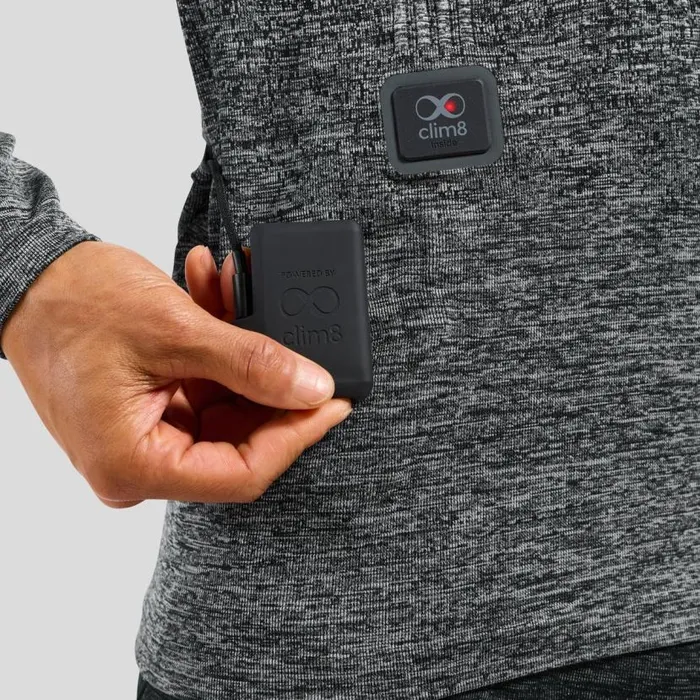 Odlo Base Layers The IThermic XWarm Base Layer Top 20 Rechargeable Battery Odlo Steel Grey Melange 8211 Black 8211 Men