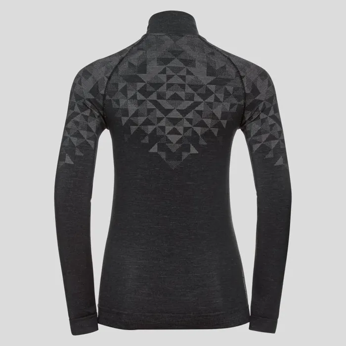 Odlo Base Layers The Kinship Performance Wool Warm Base Layer HalfZip Black Melange 8211 Women