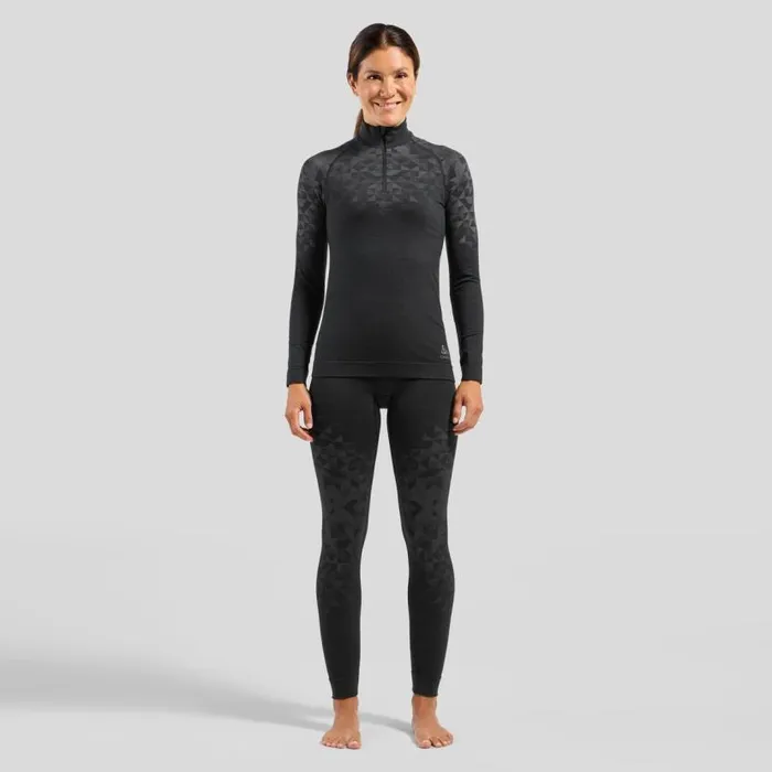 Odlo Base Layers The Kinship Performance Wool Warm Base Layer HalfZip Black Melange 8211 Women