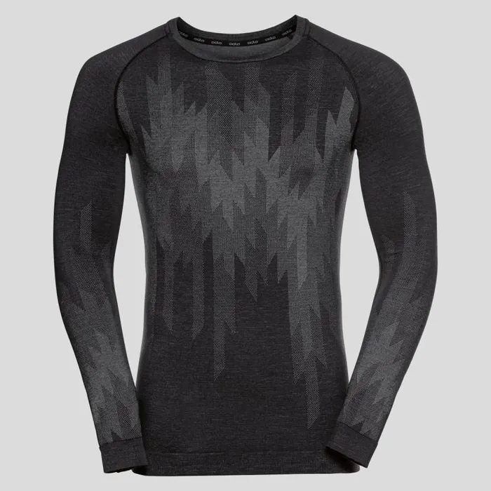 Odlo Base Layers The Kinship Performance Wool Warm Base Layer Top Black Melange 8211 Men