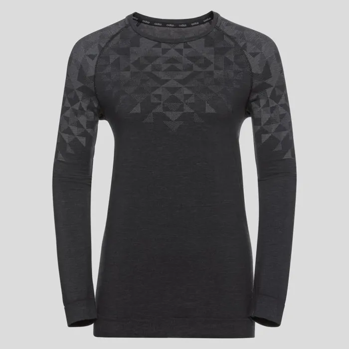 Odlo Base Layers The Kinship Performance Wool Warm Base Layer Top Black Melange 8211 Women