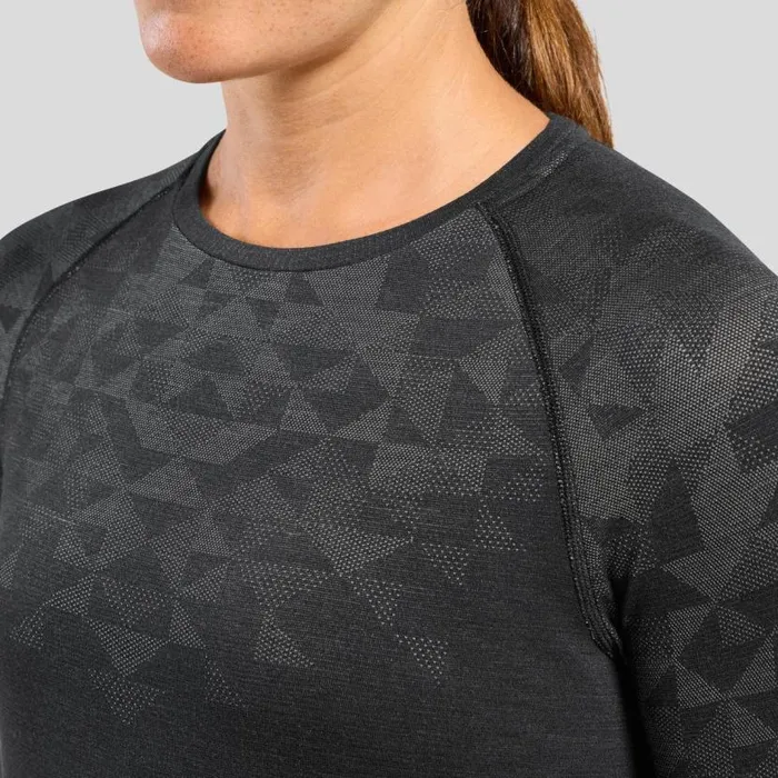Odlo Base Layers The Kinship Performance Wool Warm Base Layer Top Black Melange 8211 Women
