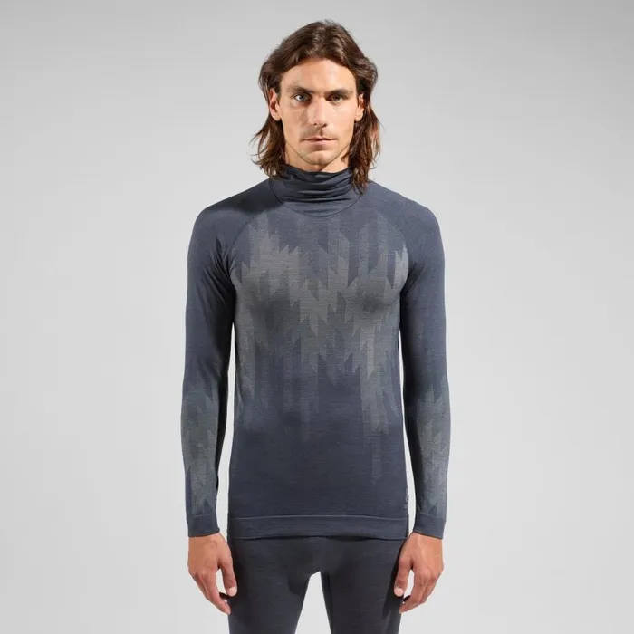 Odlo Base Layers The Kinship Performance Wool Warm Base Layer With Facemask India Ink Melange 8211 Men Odlo Base Layers The Kinship Performance Wool Warm Base Layer With Facemask India Ink Melange 8211 Men