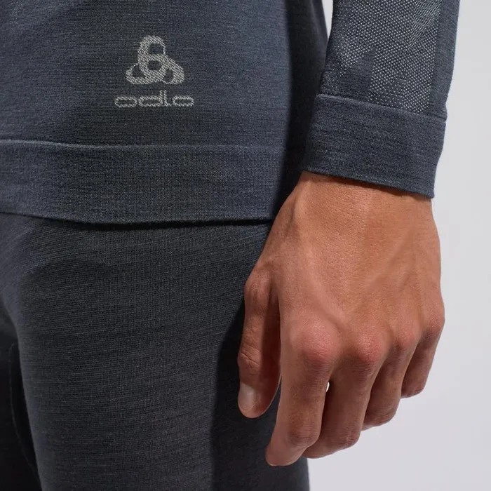 Odlo Base Layers The Kinship Performance Wool Warm Base Layer With Facemask India Ink Melange 8211 Men