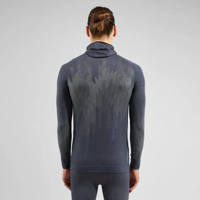 Odlo Base Layers The Kinship Performance Wool Warm Base Layer With Facemask India Ink Melange 8211 Men
